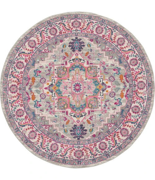 Nourison Passion Area Rug PSN20 Light Grey/Pink 8' x ROUND