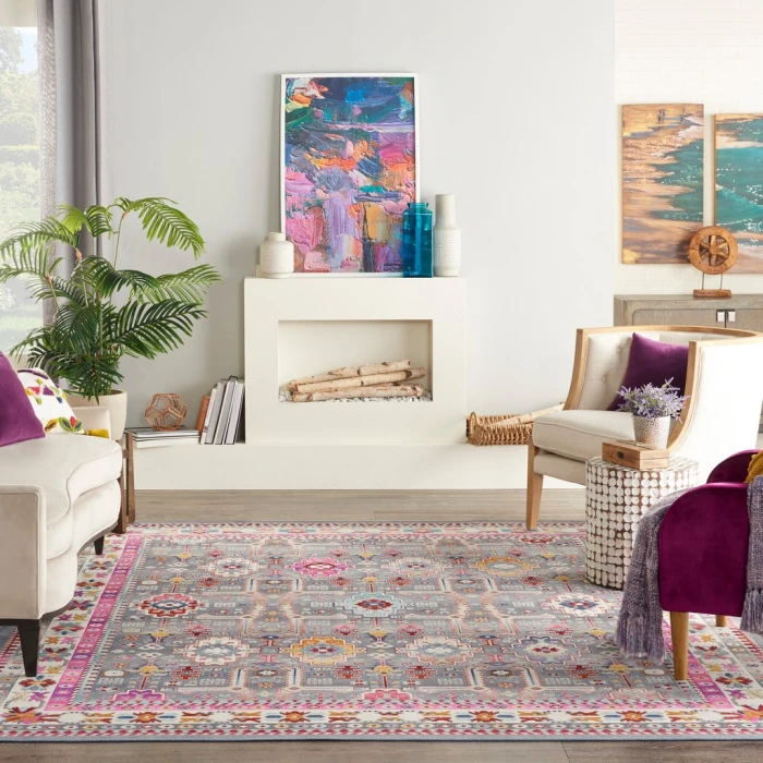 Nourison Vintage Kashan Area Rug VKA05-Grey/Multi