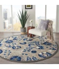 Nourison Aloha Round Area Rug ALH17-Natural/Blue