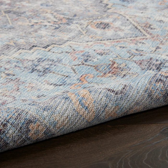 Nicole Curtis Machine Washable Series 1 Area Rug SR104 Light Grey/Blue