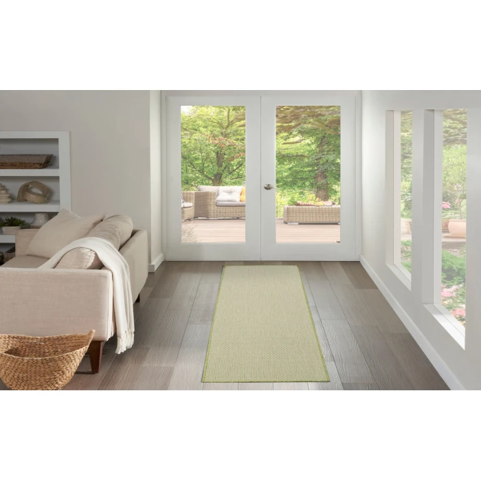 Nourison Courtyard Ivory Green COU01 2 ft. 2 in. X 8 ft. Rectangle Rug