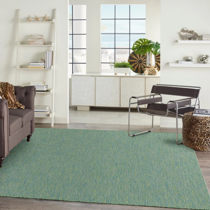 Nourison Washable Solutions Blue/Green WSL01 10 ft. X 14 ft. Rect. Rug