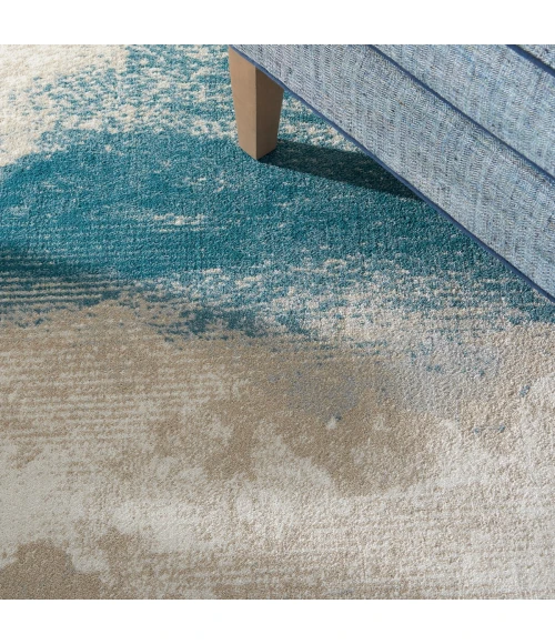 Nourison Maxell Area Rug MAE06 Ivory/Teal 5'3" x 7'3"
