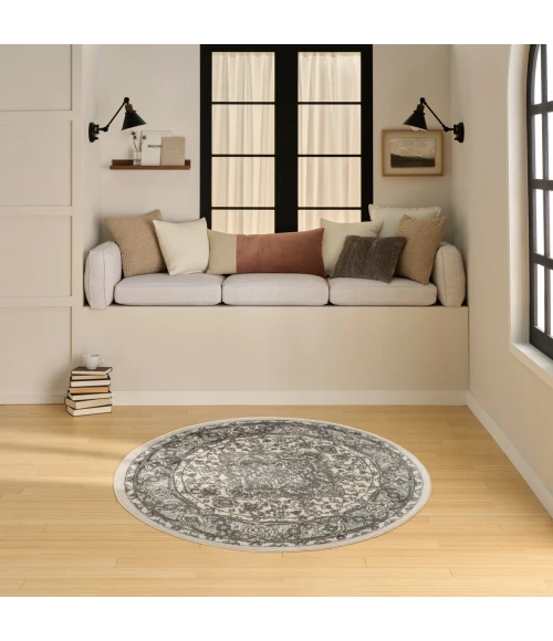 Nourison Quarry Ivory Blue QUA05 4 ft. X Round Rug