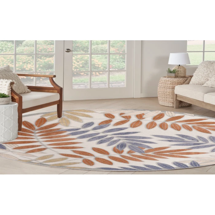 Nourison Aloha Blue Mocha ALH18 7’10” Round Rug