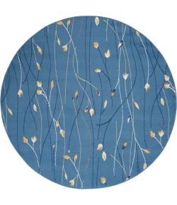 Nourison Home Grafix GRF15 Light Blue 5 ft. 3 in. Round Area Rug