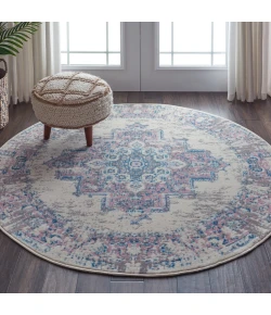 Nourison Home Grafix GRF14 Ivory Pink 4 ft. Round Area Rug
