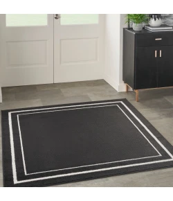 Nourison Home Nourison Essentials NRE02 Black Ivory 5 ft. Square Area Rug