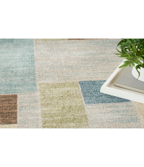 Nourison Astra Machine Washable Blue Green Multi ASW09 6 ft. 7 in. X 9 ft. Rectangle Rug