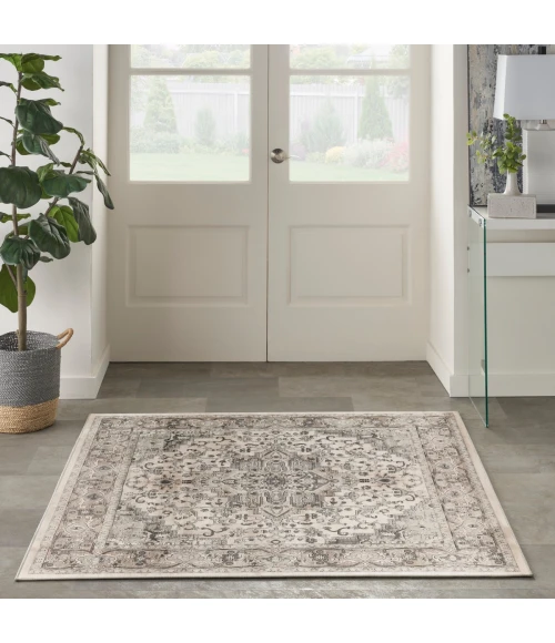 Nourison Quarry Ivory Grey QUA05 4 ft. X Square Rug
