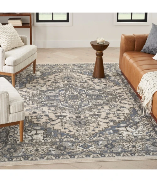 Nourison Quarry Ivory Blue QUA05 7 ft. X 10 ft. Rect. Rug