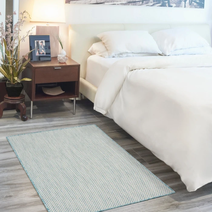 Nourison Courtyard Area Rug COU01 Ivory Aqua 3' x 5'