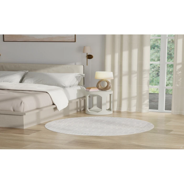 Nourison Astra Machine Washable Grey ASW10 4 ft. Round Rug