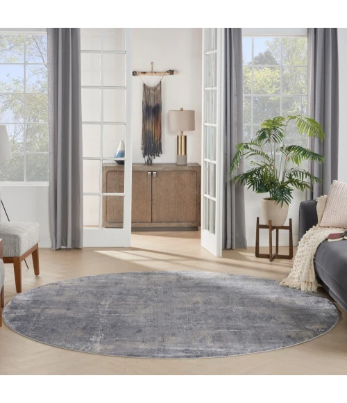 Nourison Rustic Textures Area Rug RUS06 Grey/Beige 5'3" Round