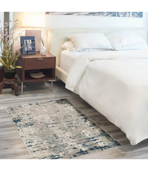 Nourison Quarry Ivory Grey Blue QUA01 3 ft. X 5 ft. Rect. Rug
