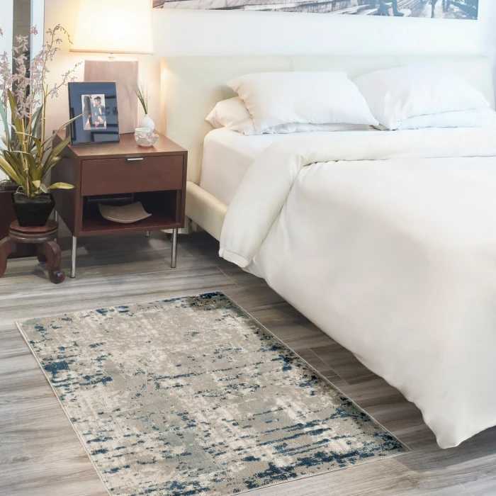 Nourison Quarry Ivory Grey Blue QUA01 3 ft. X 5 ft. Rect. Rug