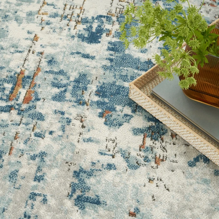 Nourison Quarry Beige Blue Rust QUA01 5 ft. X 7 ft. Rect. Rug