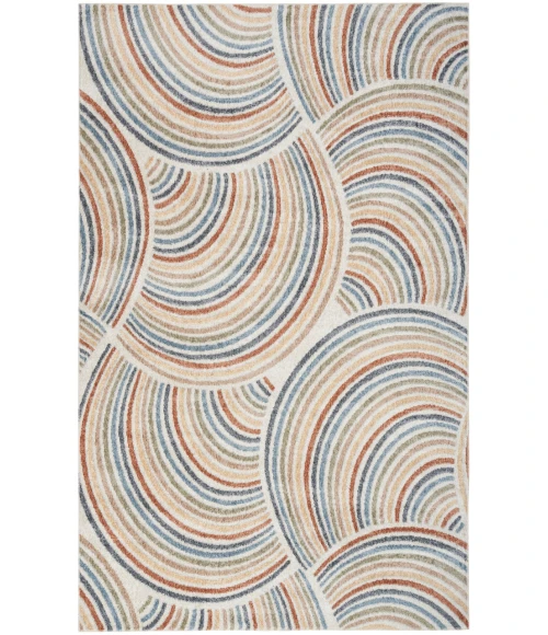 Nourison Astra Machine Washable Ivory Multicolor ASW08 10 ft. X 14 ft. Rectangle Rug