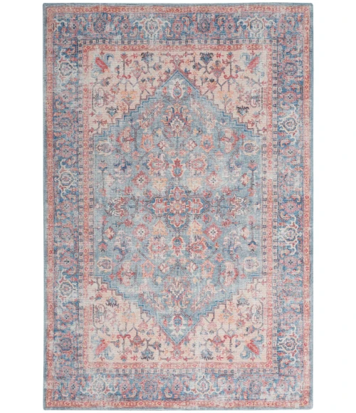 Nicole Curtis Machine Washable Series 1 Area Rug SR104 Blue/Multi 4' x 6'
