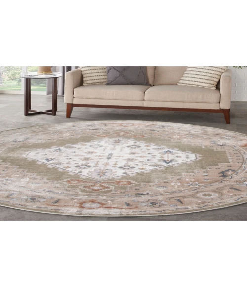 Nourison Astra Machine Washable Sage Multicolor ASW11 7 ft. 10 in. Round Rug