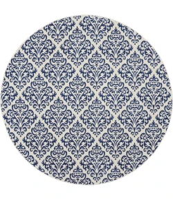 Nourison Home Grafix GRF06 White/Blue 8 ft. Round Area Rug