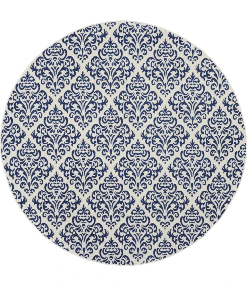 Nourison Grafix Round Area Rug GRF06-White/Blue