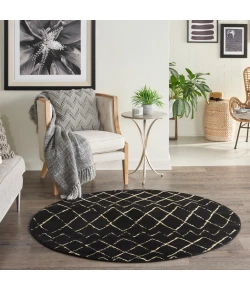 Nourison Home Grafix GRF04 Black 5 ft. 3 in. Round Area Rug