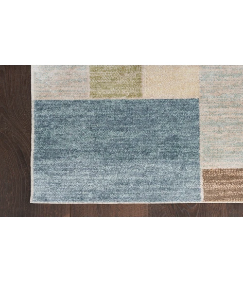 Nourison Astra Machine Washable Blue Green Multi ASW09 2 ft. 2 in. X 8 ft. Rectangle Rug