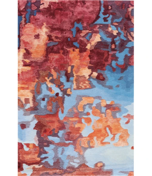 Nourison Prismatic Area Rug PRS13 Blue/Flame 3'9" x 5'9"