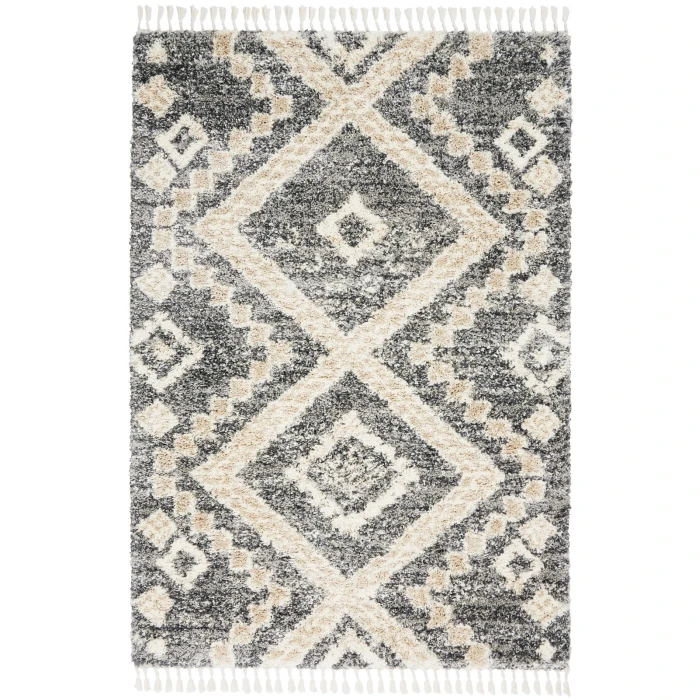 Nourison Oslo Shag Grey/Ivory OSL02 4 ft. X 6 ft. Rect. Rug