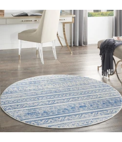 Nourison Home Whimsicle WHS16 Ivory Blue 5 ft. Round Area Rug