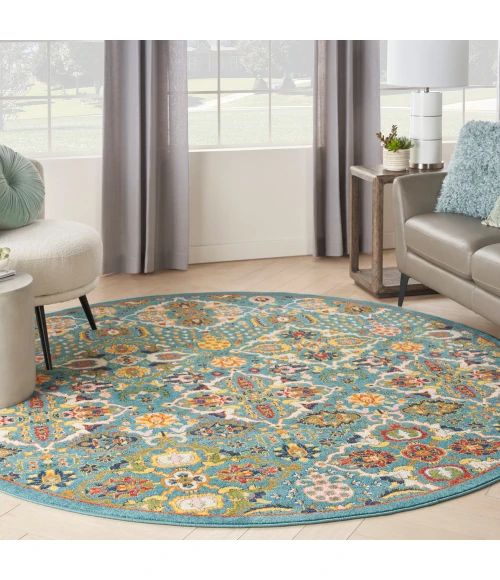 Nourison Allur Area Rug ALR03 Turquoise Ivory