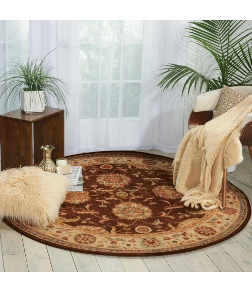 Nourison Living Treasures Round Area Rug LI04-Brown