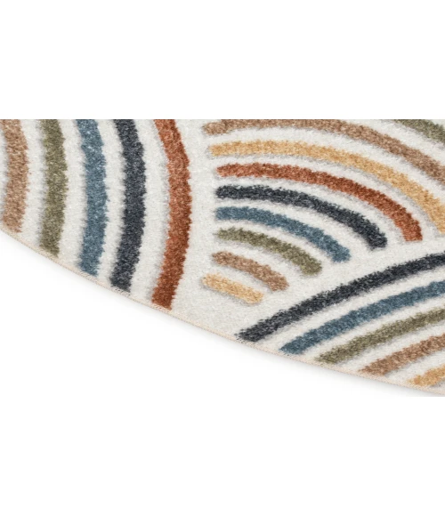 Nourison Astra Machine Washable Ivory Multicolor ASW08 7 ft. 10 in. Round Rug