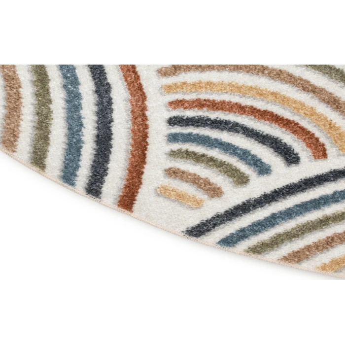 Nourison Astra Machine Washable Ivory Multicolor ASW08 5 ft. 3 in. Round Rug