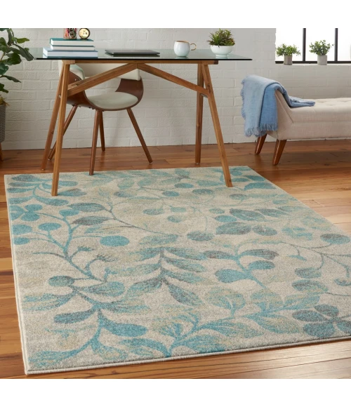 Nourison Tranquil Area Rug TRA03-Ivory/Turquoise