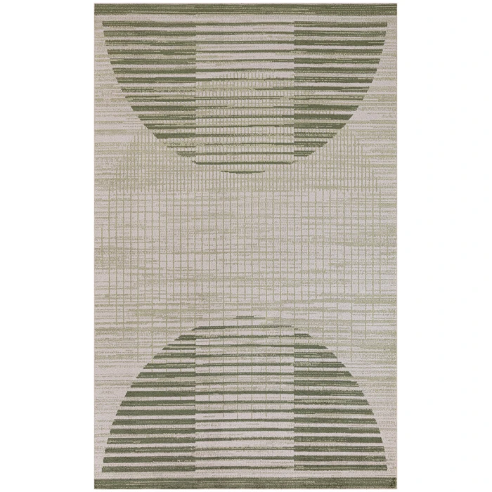 Nourison Astra Machine Washable Ivory Olive ASW03 5 ft. 3 in. X 7 ft. Rectangle Rug