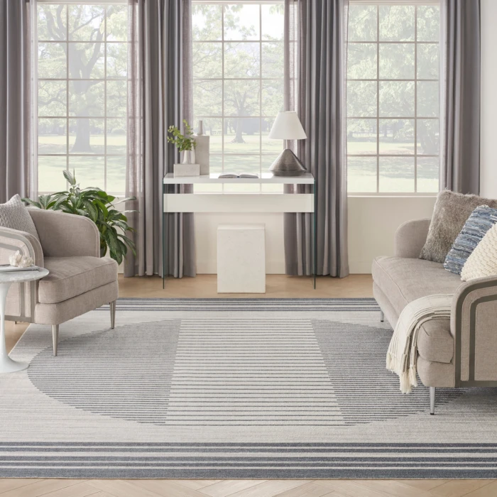 Nourison Astra Machine Washable Area Rug ASW05 Ivory Blue