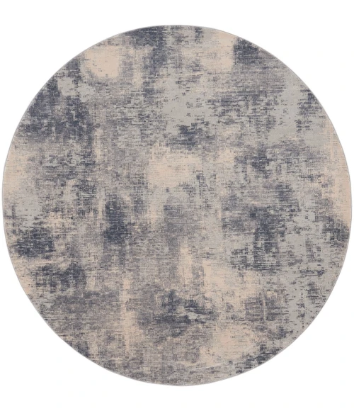 Nourison Rustic Textures Area Rug RUS02 Blue/Ivory 5'3" Round