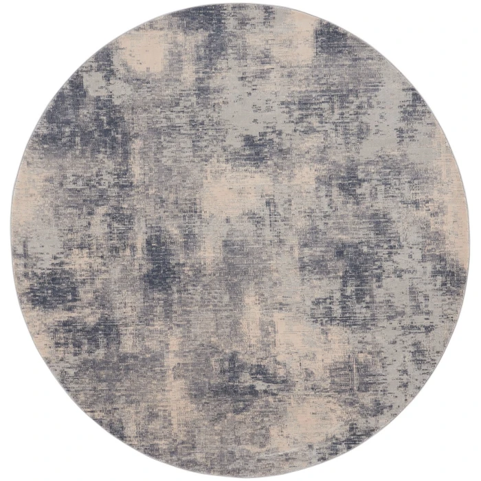Nourison Rustic Textures Area Rug RUS02 Blue/Ivory 5'3" Round