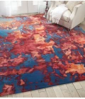 Nourison Prismatic Area Rug PRS13 Blue/Flame 7'9" x 9'9"
