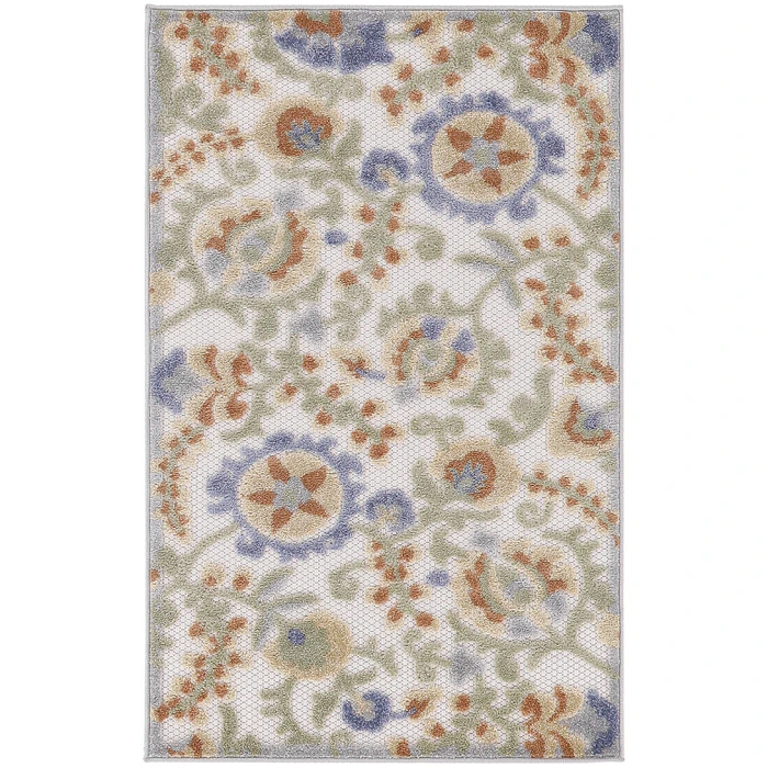 Nourison Aloha Ivory Blue ALH17 2 ft. 8 in. X 4 ft. Rectangle Rug