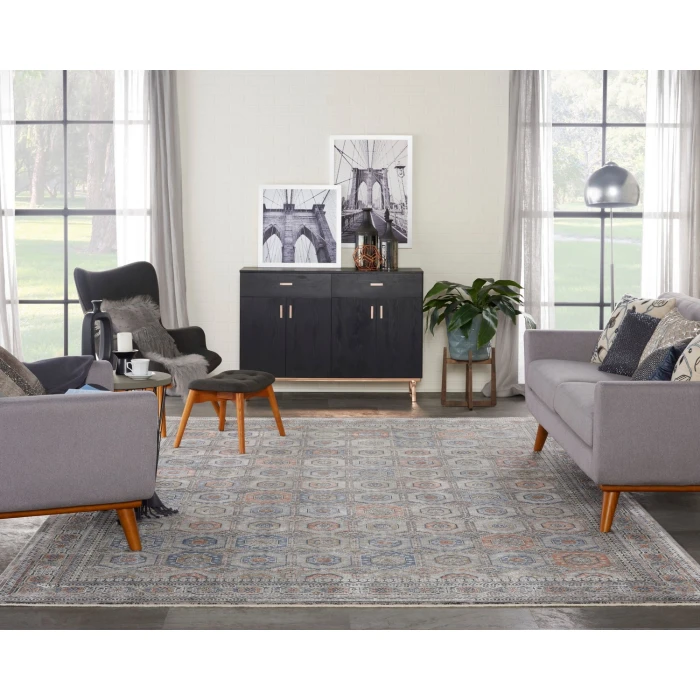 Nourison Starry Nights Area Rug STN09 Grey/Navy 9'10" x 12'6"