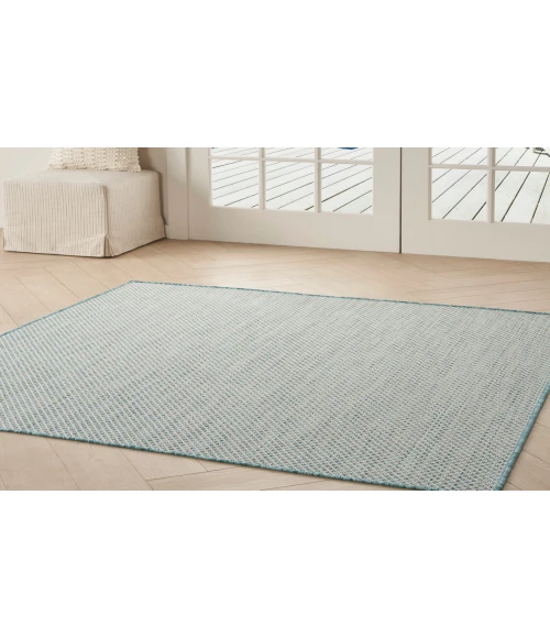Nourison Courtyard Ivory Aqua COU01 4 ft. Square Rug