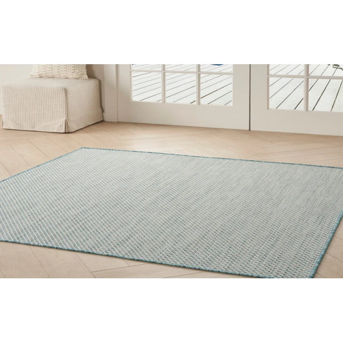 Nourison Courtyard Ivory Aqua COU01 4 ft. Square Rug