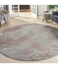 Nourison Rustic Textures Area Rug RUS15 Light Grey/Rust 5'3" Round