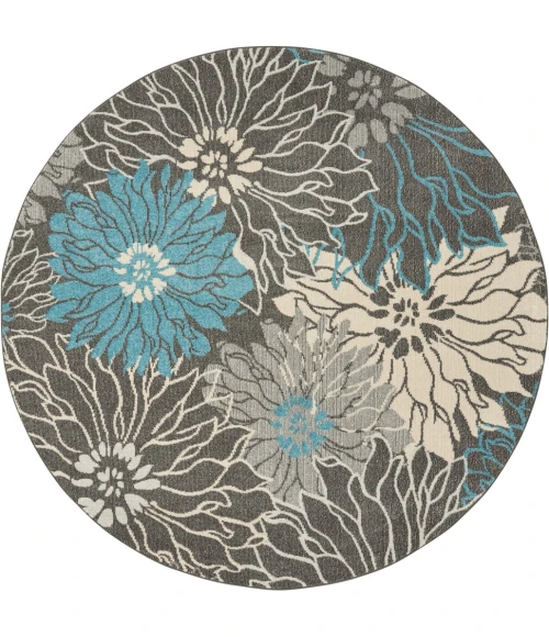 Nourison Passion Round Area Rug PSN17-Charcoal/Blue