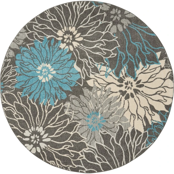 Nourison Passion Round Area Rug PSN17-Charcoal/Blue