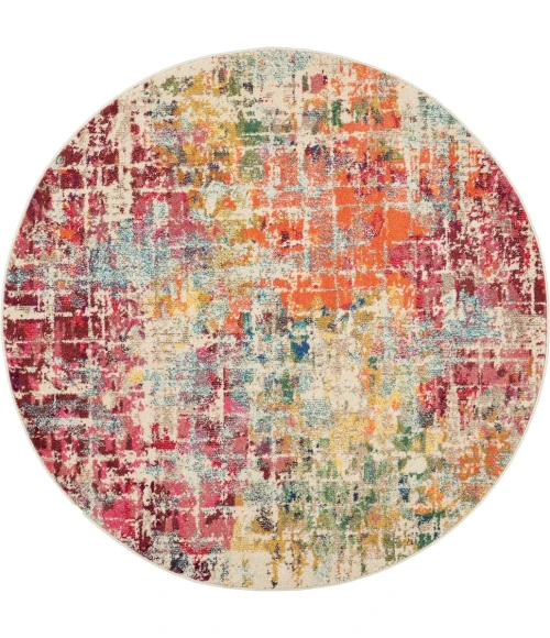 Nourison Celestial Round Area Rug CES13-Pink/Multicolor