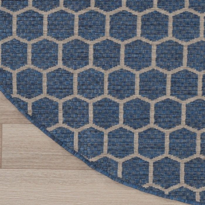 Nourison Twist Reversible Blue TWS01 8 ft. X Round Rug